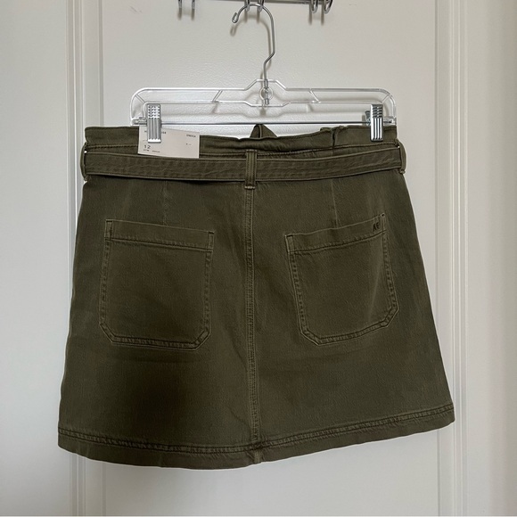 🌴NWT American Eagle Women's Army Green Skirt with Belt Size 12 - Picture 2 of 8